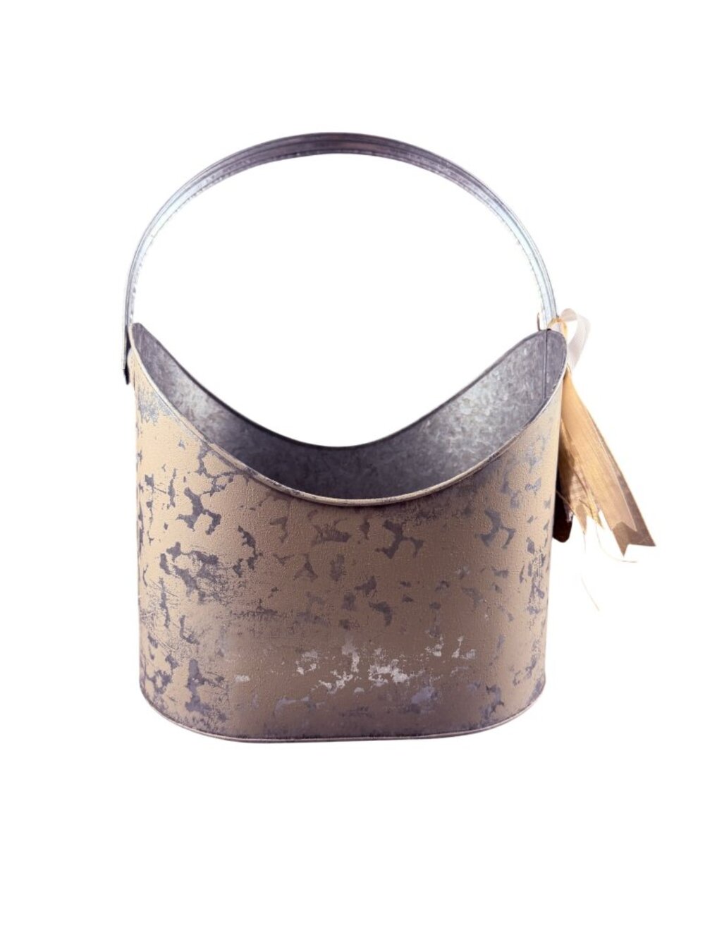 Farmhouse Galvanized Metal Basket Bucket Planter Distressed Rustic Decor Handle